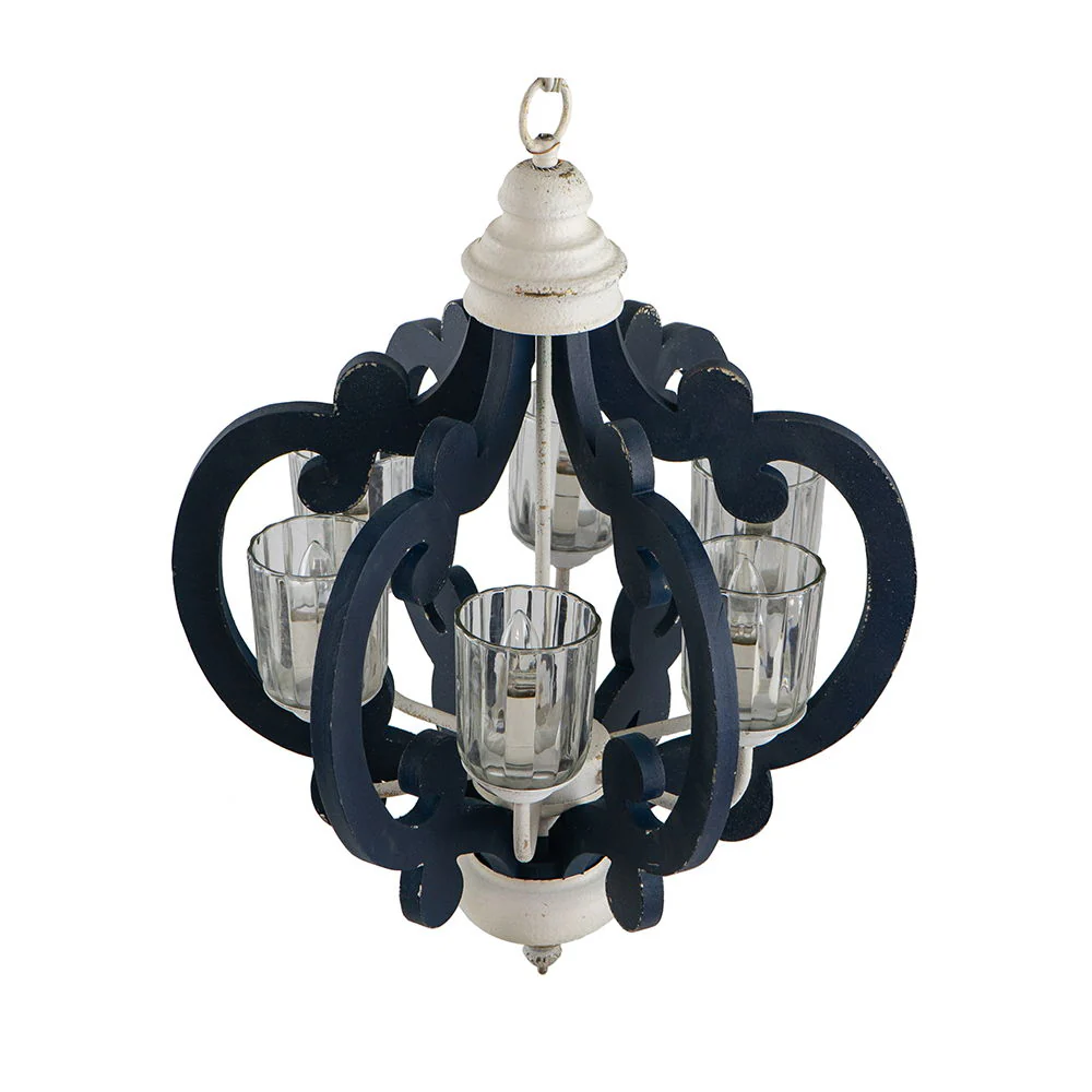 Wood Chandelier 6 Light Farmhouse Pendant Lighting Cream - Image 7