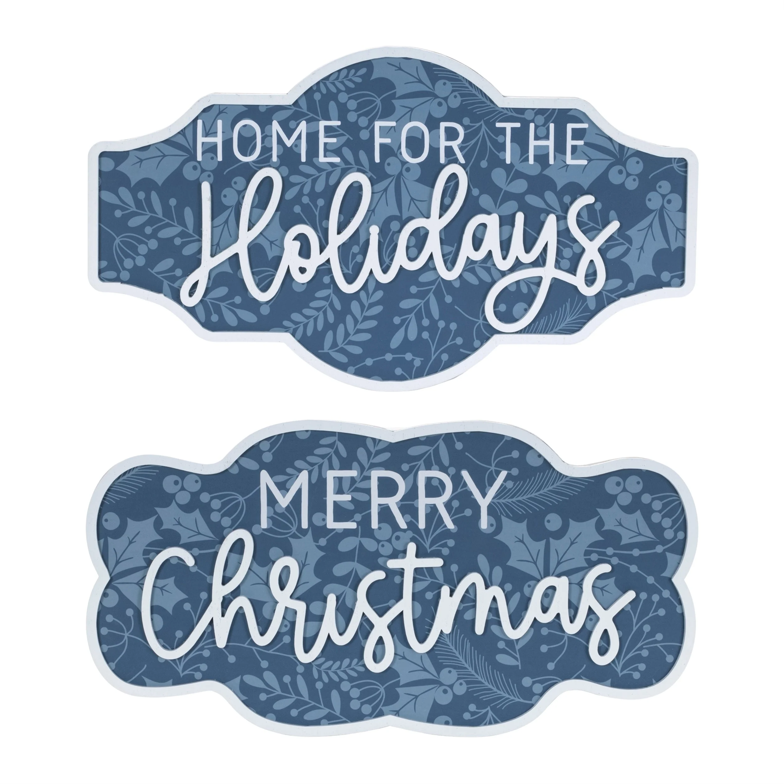Wood Christmas Sentiment Sign (Set of 2)