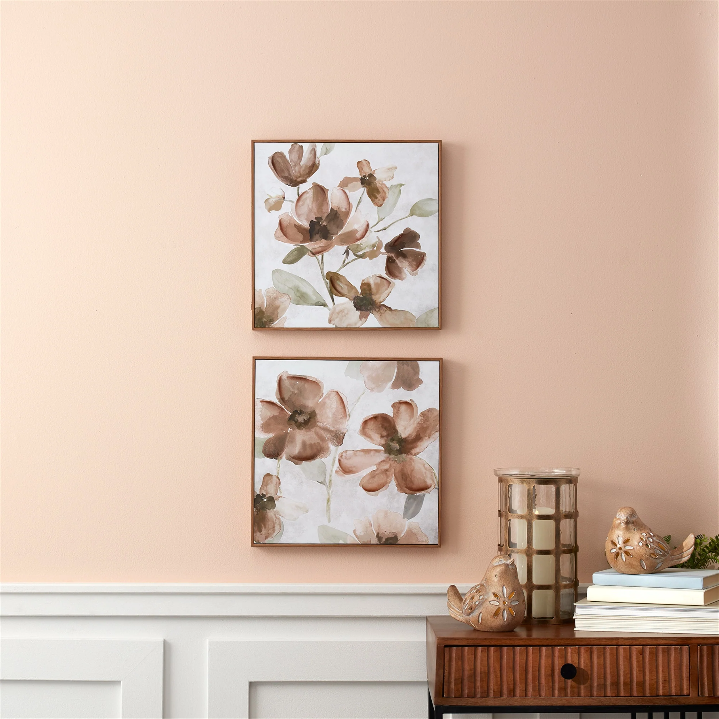 Wood Floral Block Plaque (Set of 2) - Image 4