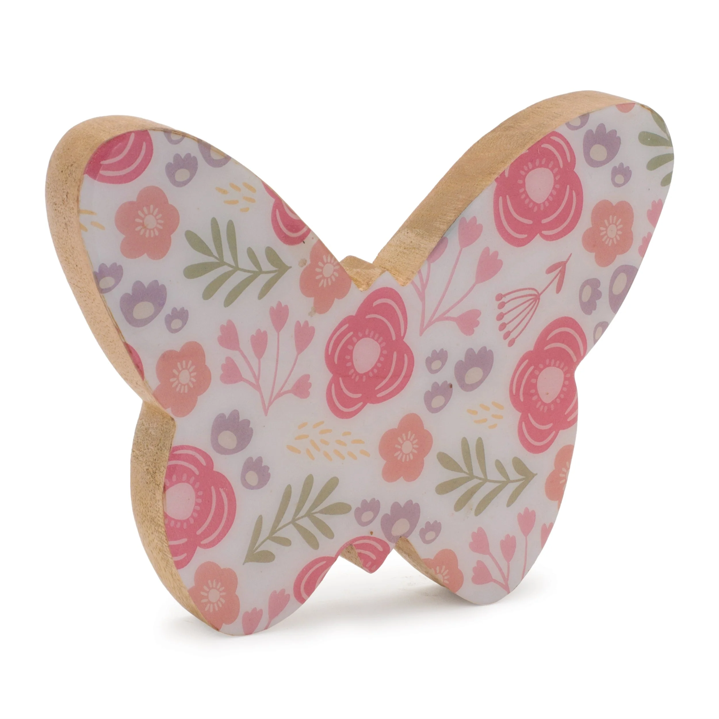 Wood Floral Patterned Butterfly Décor (Set of 2) - Image 3