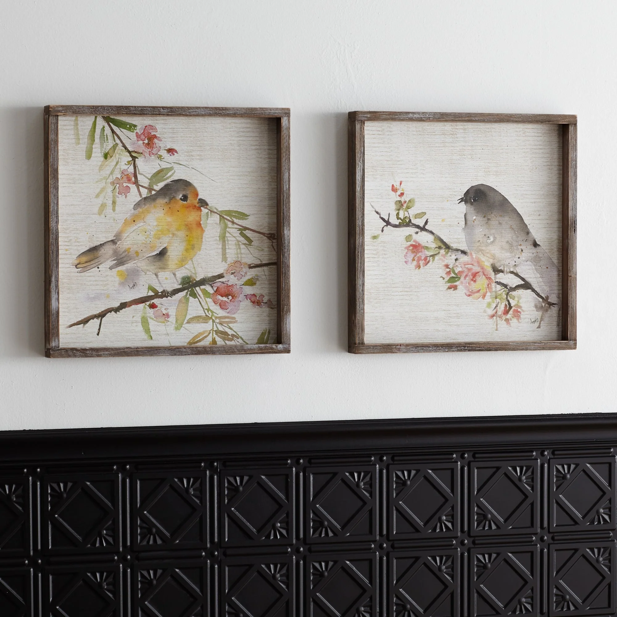 Wood Framed Watercolor Bird Plaque (Set of 2) - Image 2