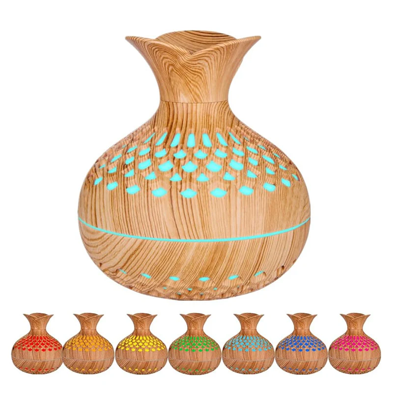 Wood Grain Aromatherapy Diffuser 300ml USB Mini Air Humidifier with Night Light - Image 5