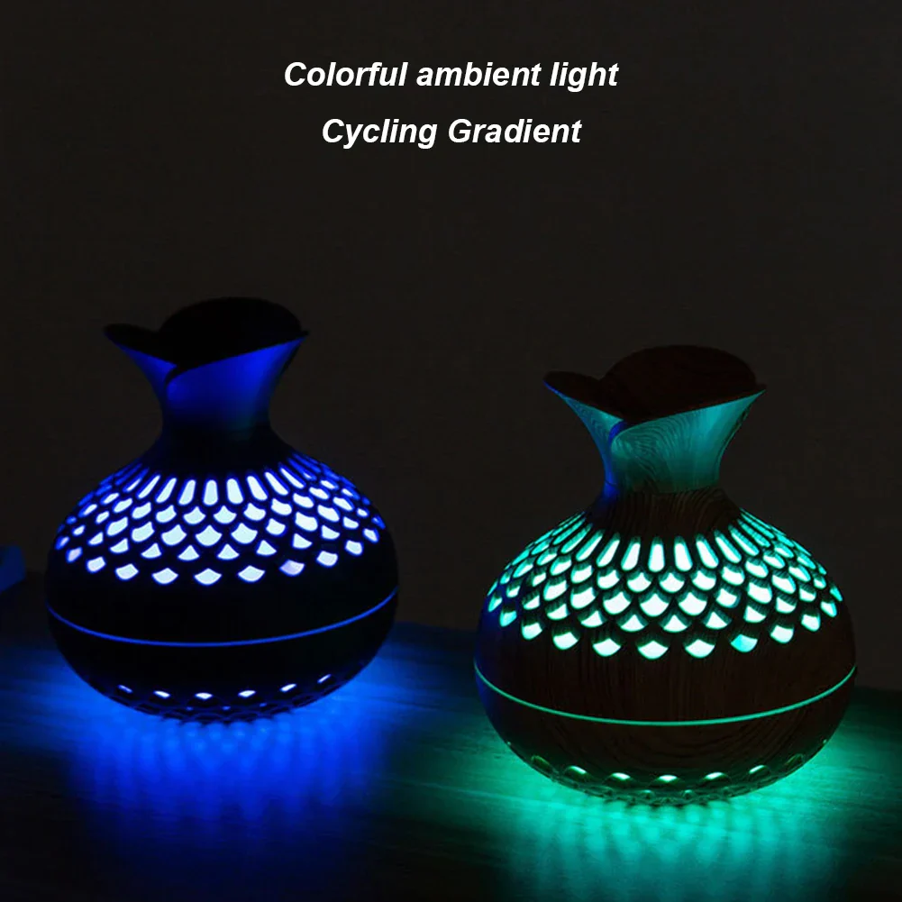 Wood Grain Aromatherapy Diffuser 300ml USB Mini Air Humidifier with Night Light - Image 6