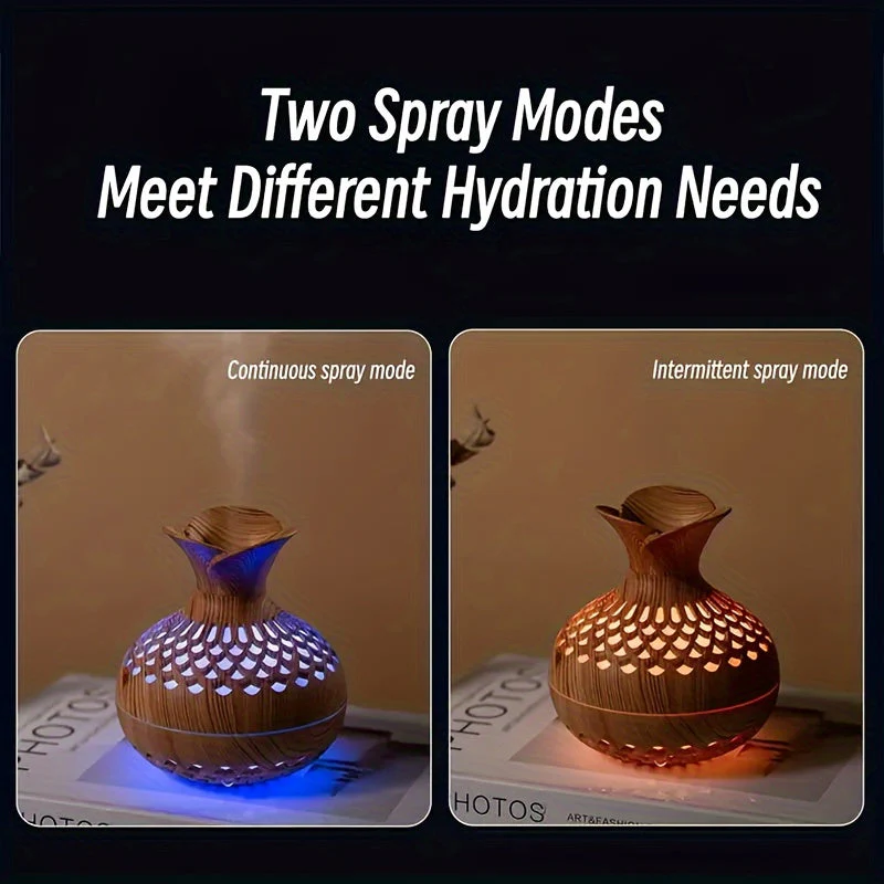 Wood Grain USB Humidifier – Essential Oil Diffuser & Lamp for Desk or Bedroom - Image 11