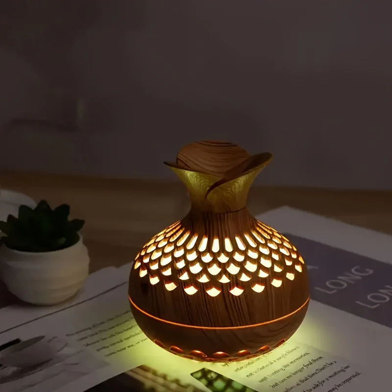 Wood Grain USB Humidifier – Essential Oil Diffuser & Lamp for Desk or Bedroom - Image 2