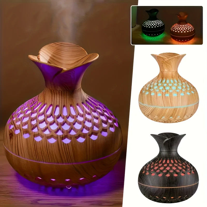 Wood Grain USB Humidifier – Essential Oil Diffuser & Lamp for Desk or Bedroom - Image 6
