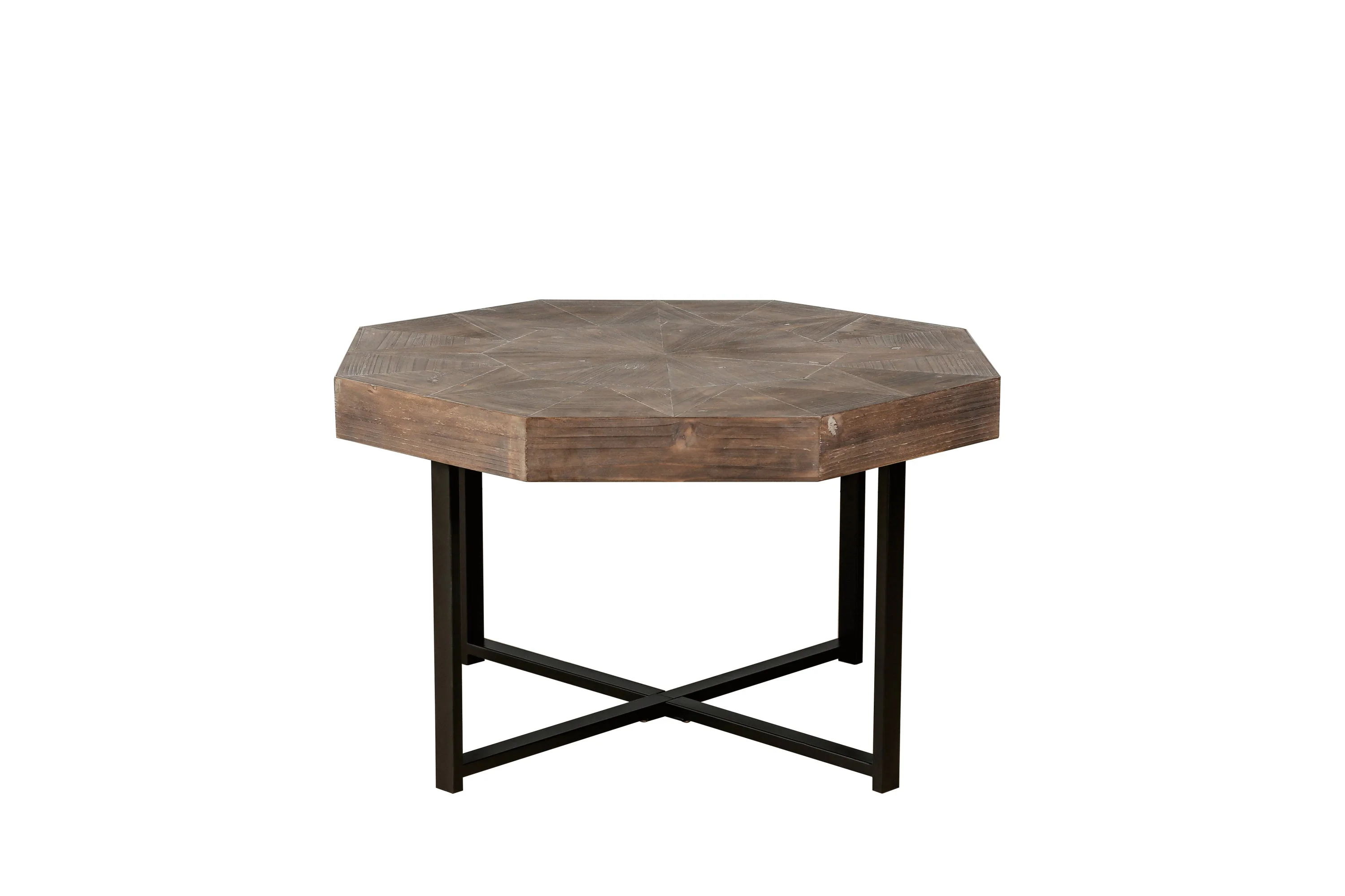 Wood Octagonal Vintage Patchwork Coffee Table - Image 11