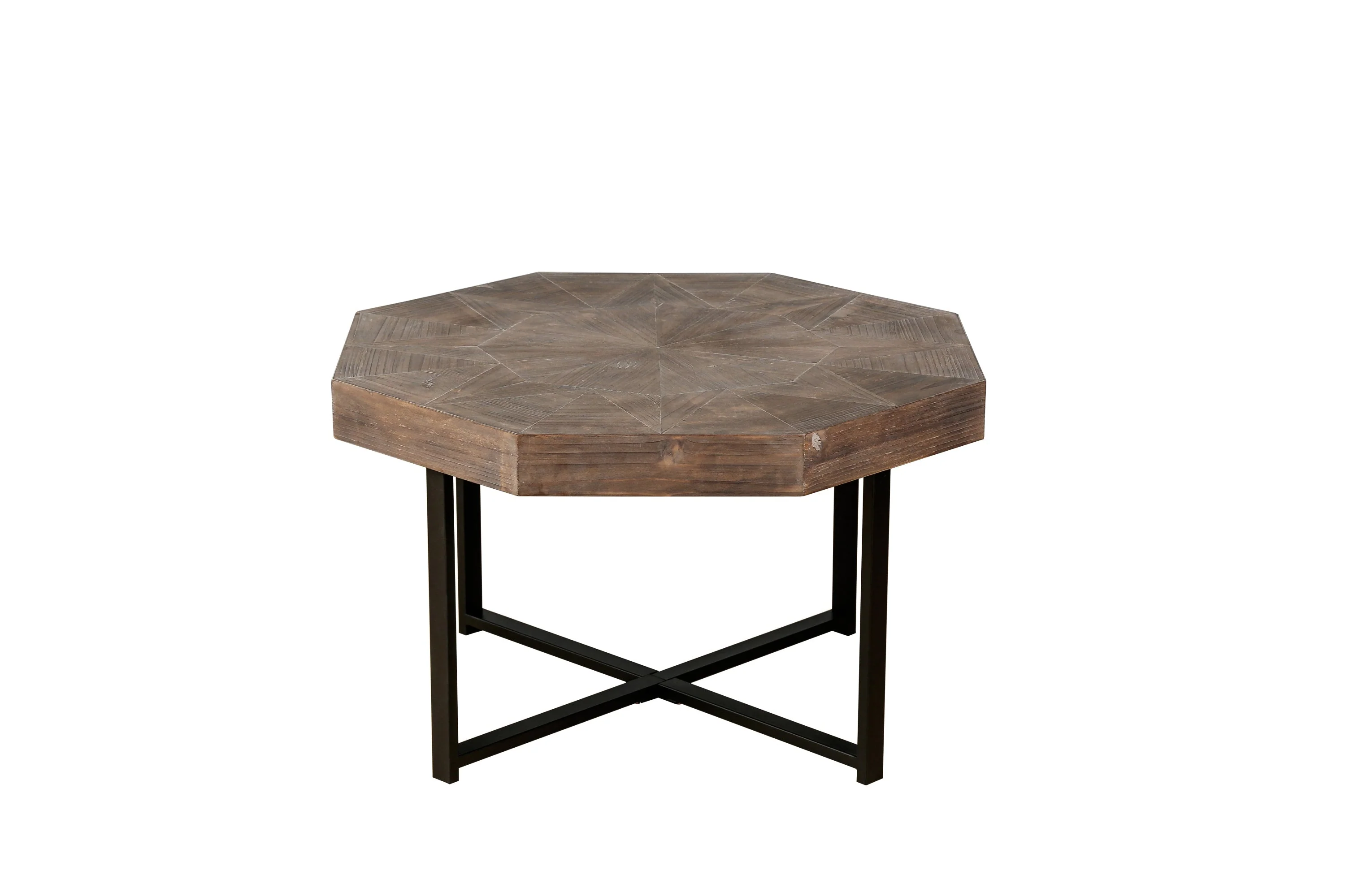 Wood Octagonal Vintage Patchwork Coffee Table - Image 13