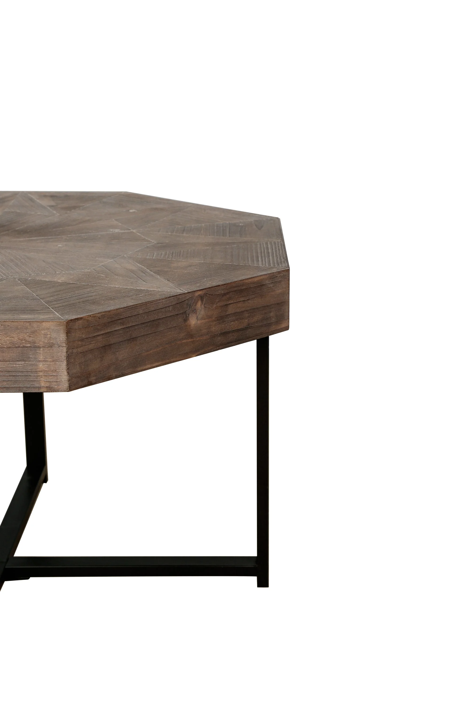 Wood Octagonal Vintage Patchwork Coffee Table - Image 15