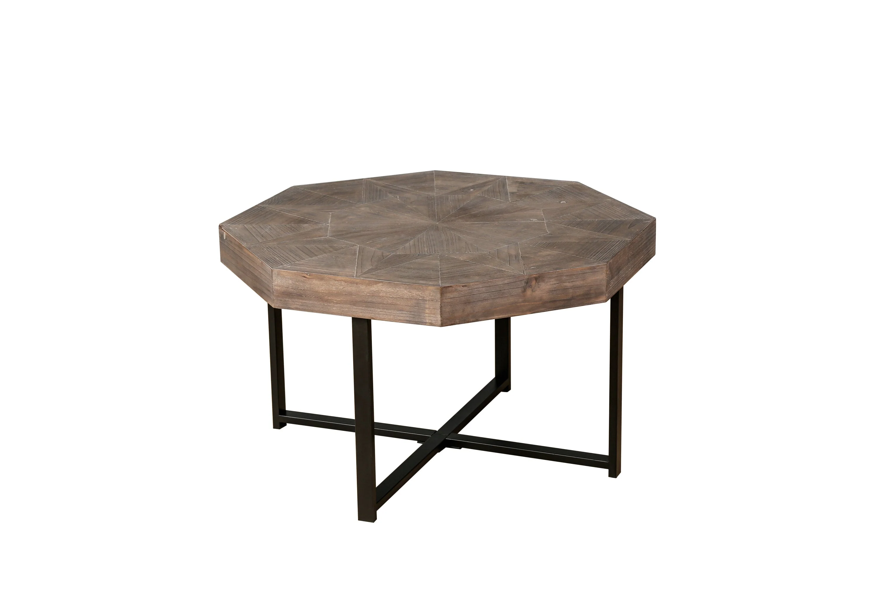 Wood Octagonal Vintage Patchwork Coffee Table - Image 16