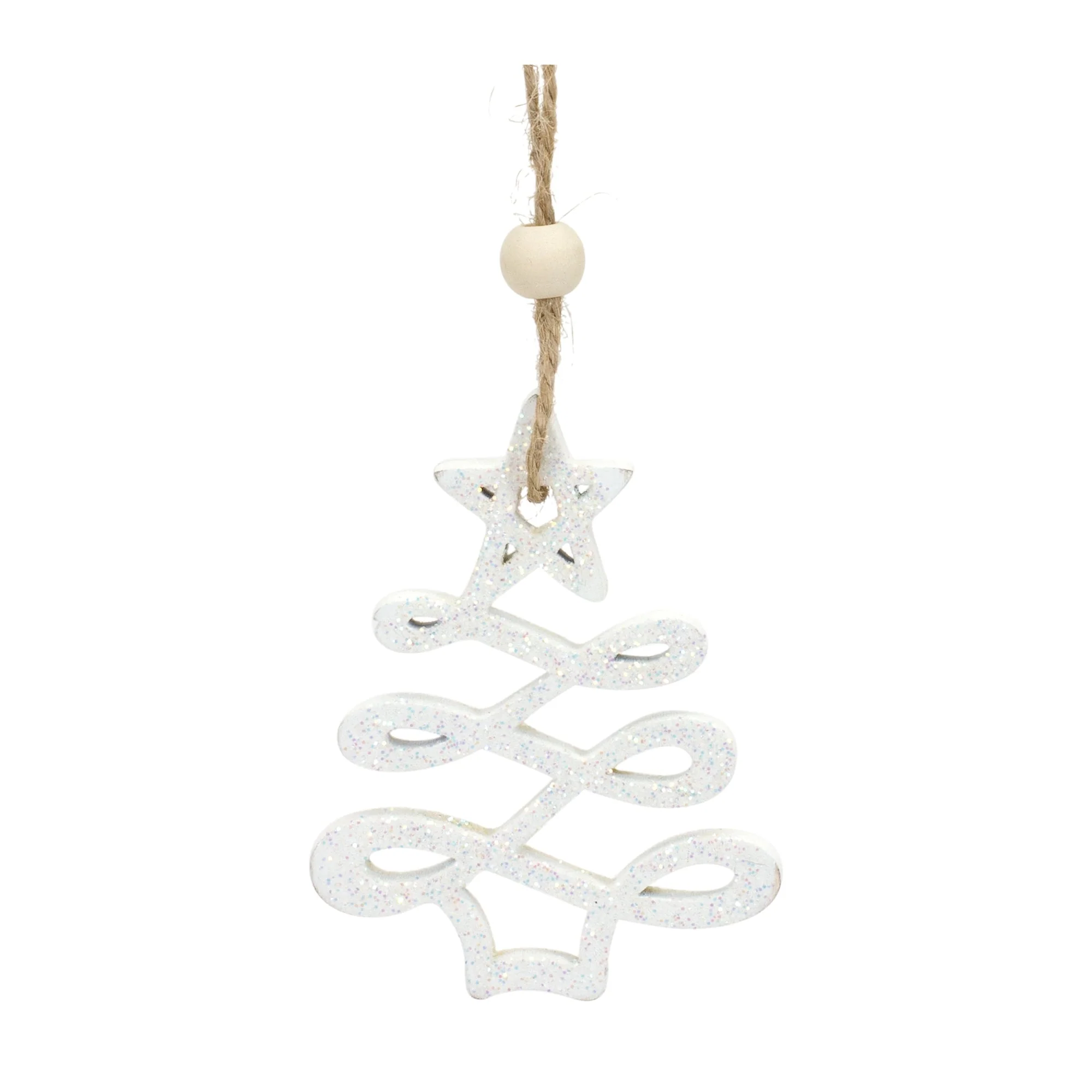 Wood Tree Tag Ornament with Beaded Hanger (Set of 9) - Image 4