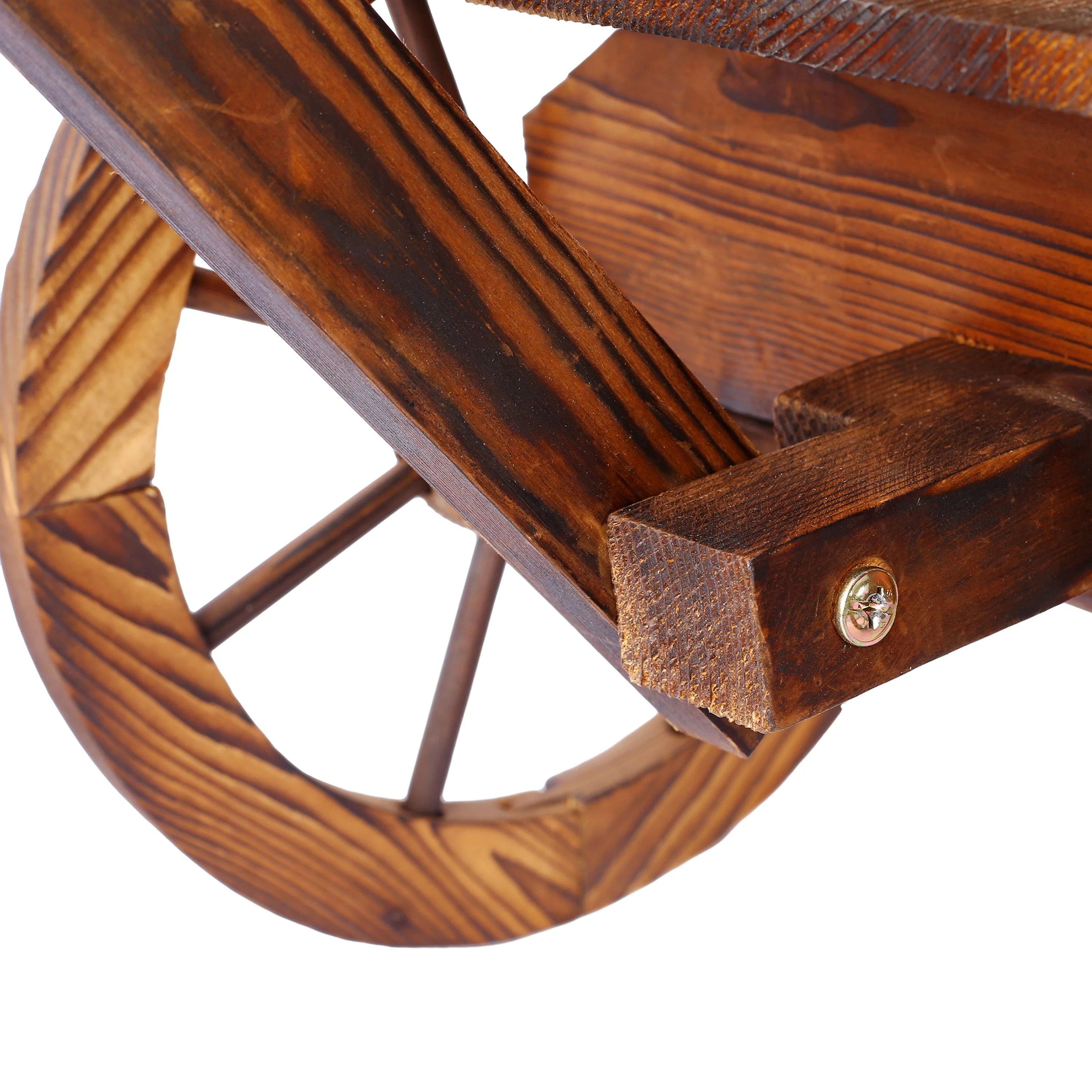 Wood Wagon Flower Planter Pot Stand With Wheels - Image 10