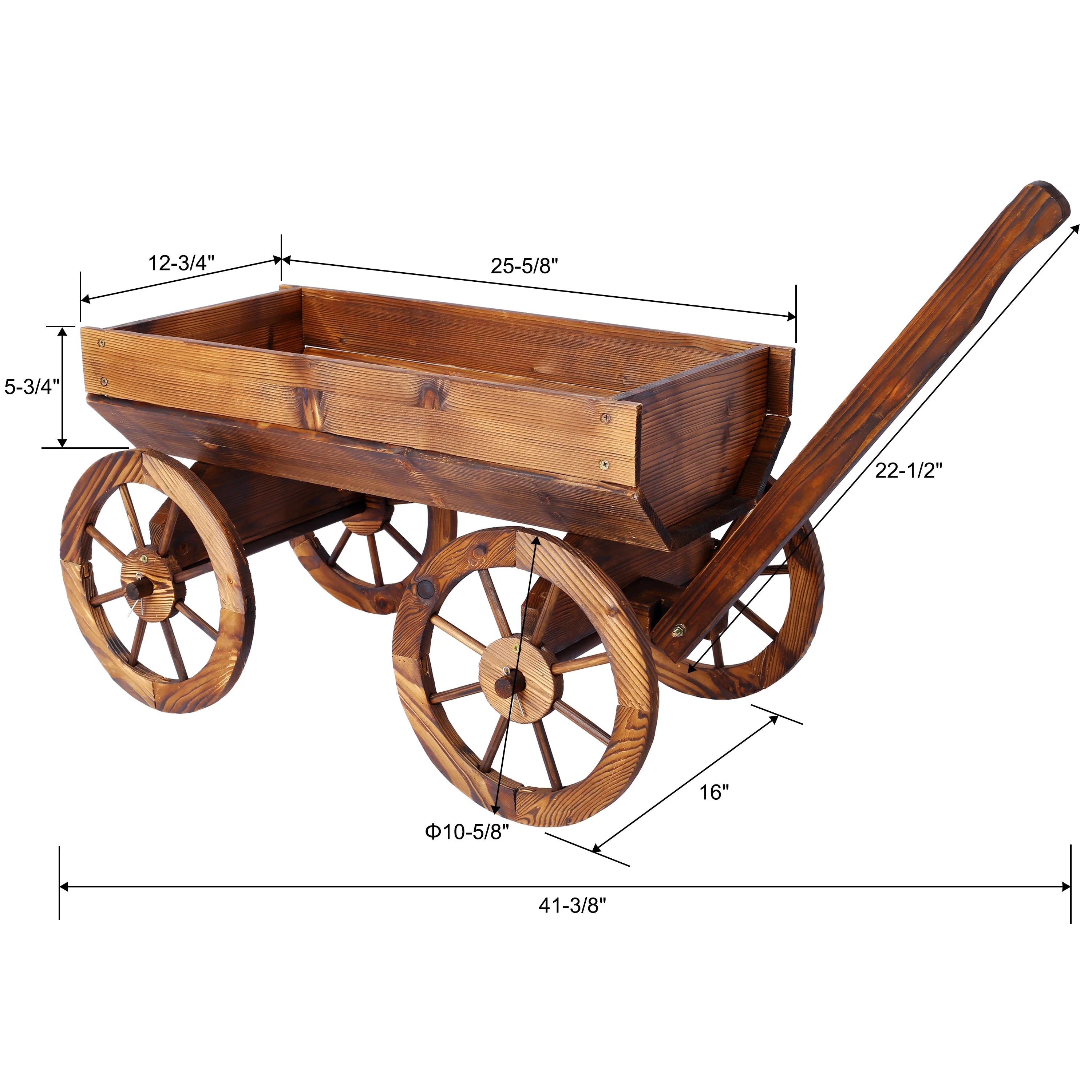 Wood Wagon Flower Planter Pot Stand With Wheels - Image 13