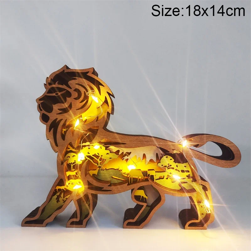 Wooden Animal LED Night Light Battery Table Lamp Kids Bedroom Decor Gift - Image 11