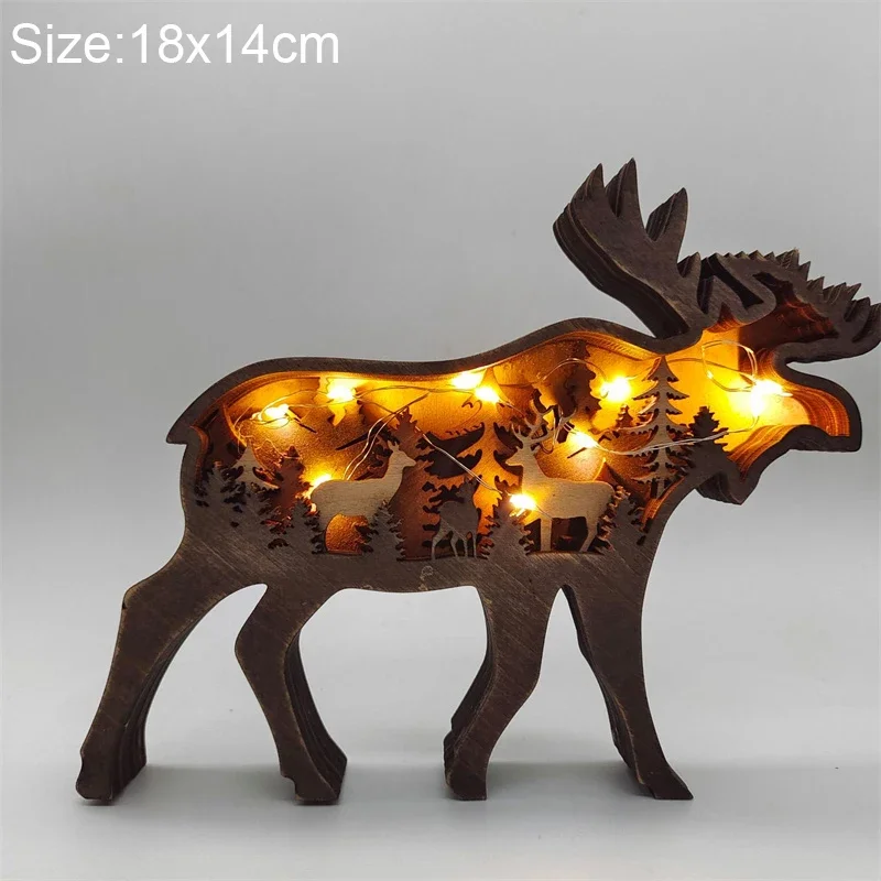 Wooden Animal LED Night Light Battery Table Lamp Kids Bedroom Decor Gift - Image 13