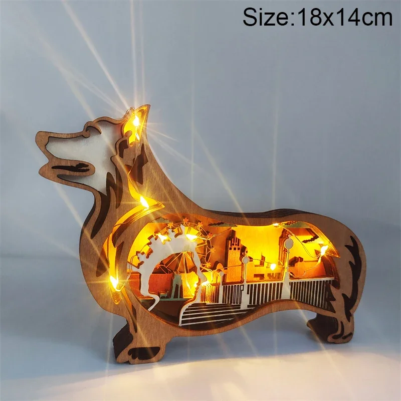 Wooden Animal LED Night Light Battery Table Lamp Kids Bedroom Decor Gift - Image 16