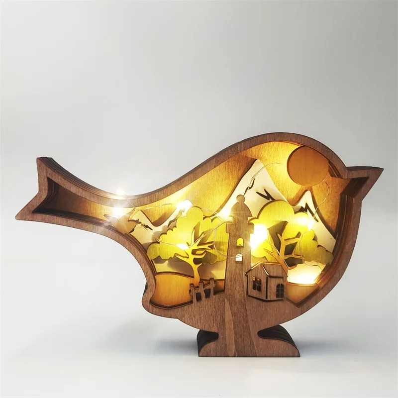 Wooden Animal LED Night Light Battery Table Lamp Kids Bedroom Decor Gift - Image 17