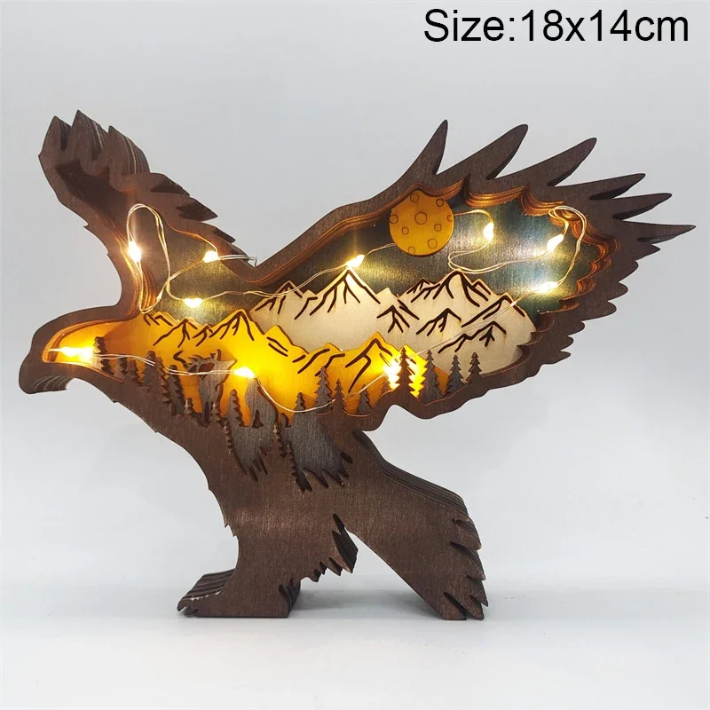 Wooden Animal LED Night Light Battery Table Lamp Kids Bedroom Decor Gift - Image 18
