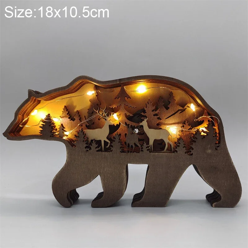 Wooden Animal LED Night Light Battery Table Lamp Kids Bedroom Decor Gift - Image 19