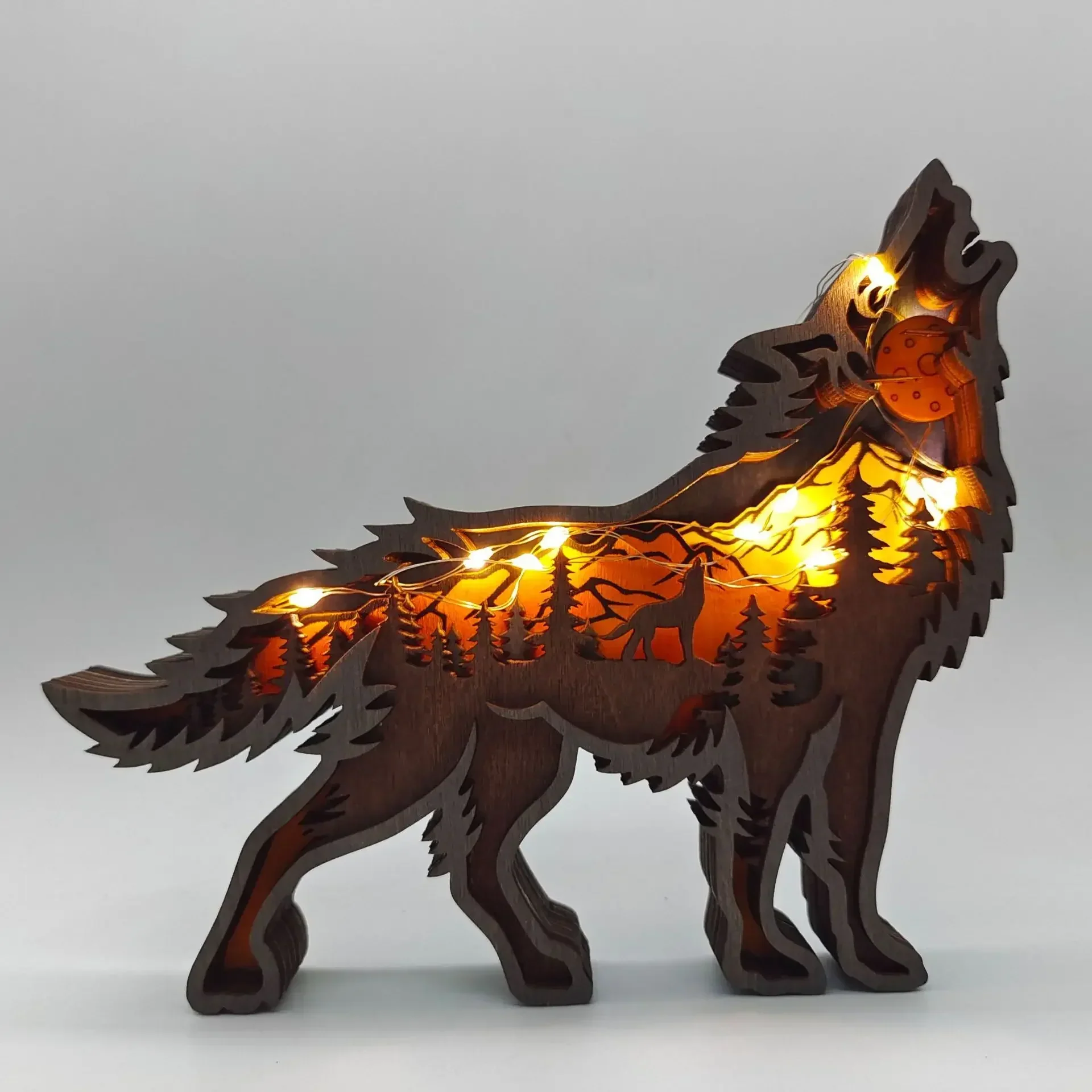 Wooden Animal LED Night Light Battery Table Lamp Kids Bedroom Decor Gift - Image 2