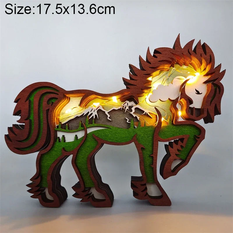Wooden Animal LED Night Light Battery Table Lamp Kids Bedroom Decor Gift - Image 21