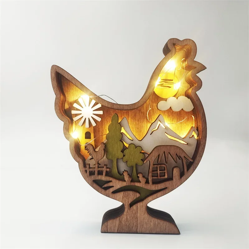 Wooden Animal LED Night Light Battery Table Lamp Kids Bedroom Decor Gift - Image 23