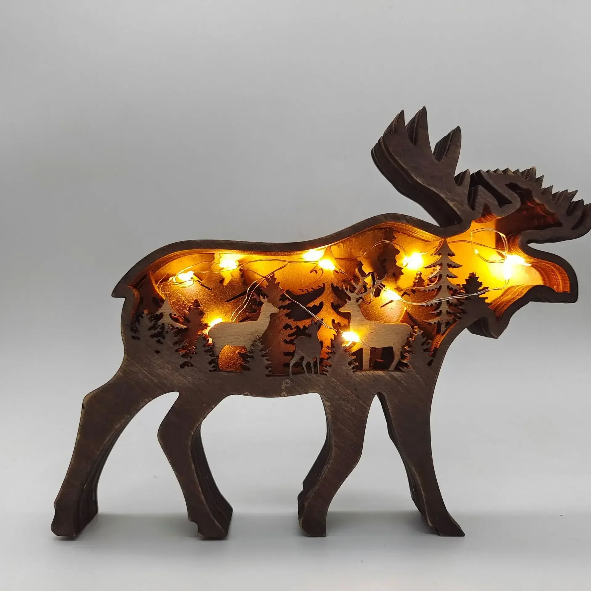 Wooden Animal LED Night Light Battery Table Lamp Kids Bedroom Decor Gift - Image 3