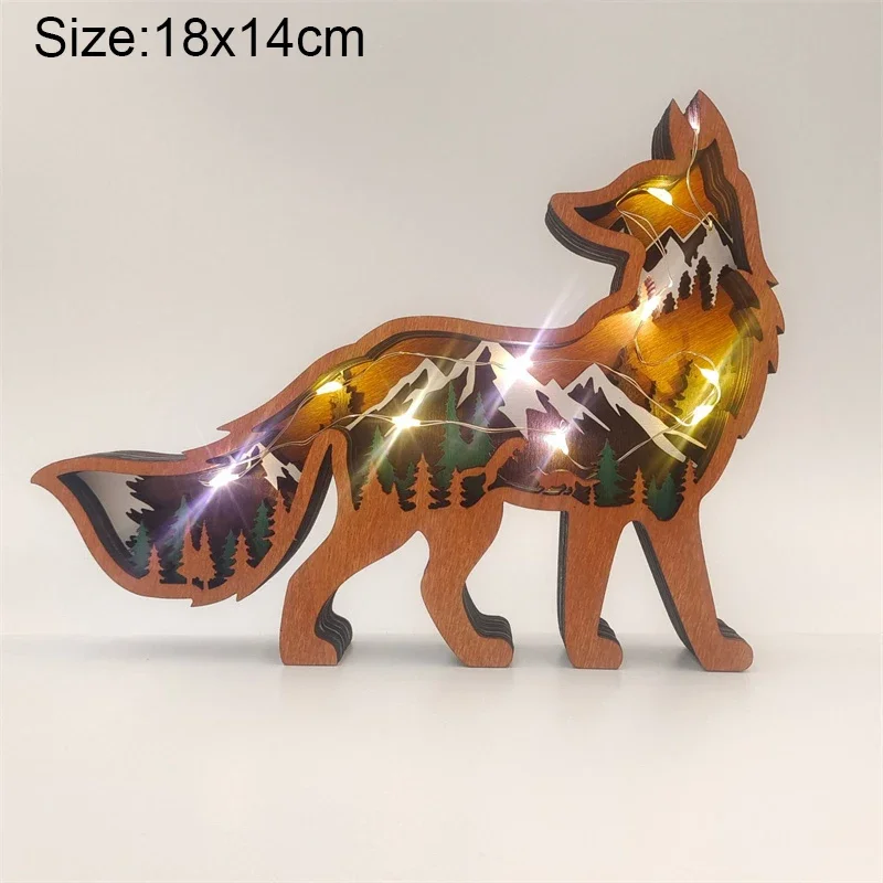 Wooden Animal LED Night Light Battery Table Lamp Kids Bedroom Decor Gift - Image 7