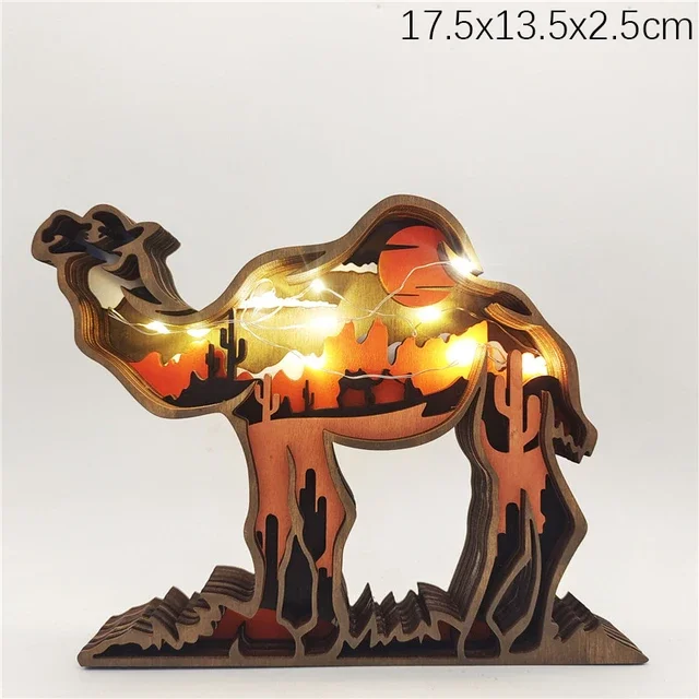 Wooden Animal LED Night Light Battery Table Lamp Kids Bedroom Decor Gift - Image 8