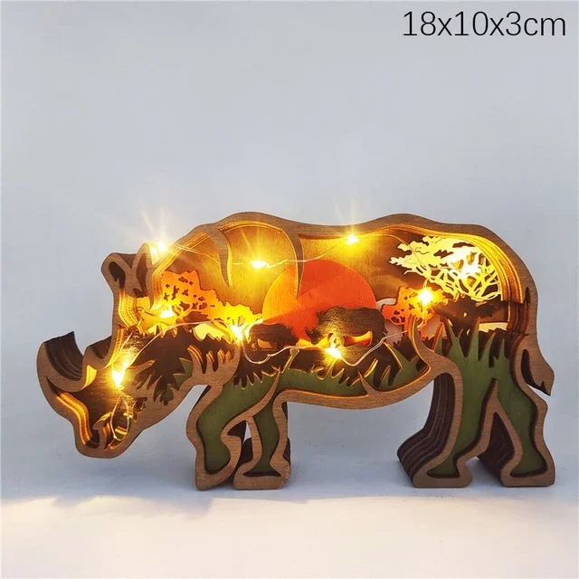 Wooden Animal LED Night Light Battery Table Lamp Kids Bedroom Decor Gift - Image 9