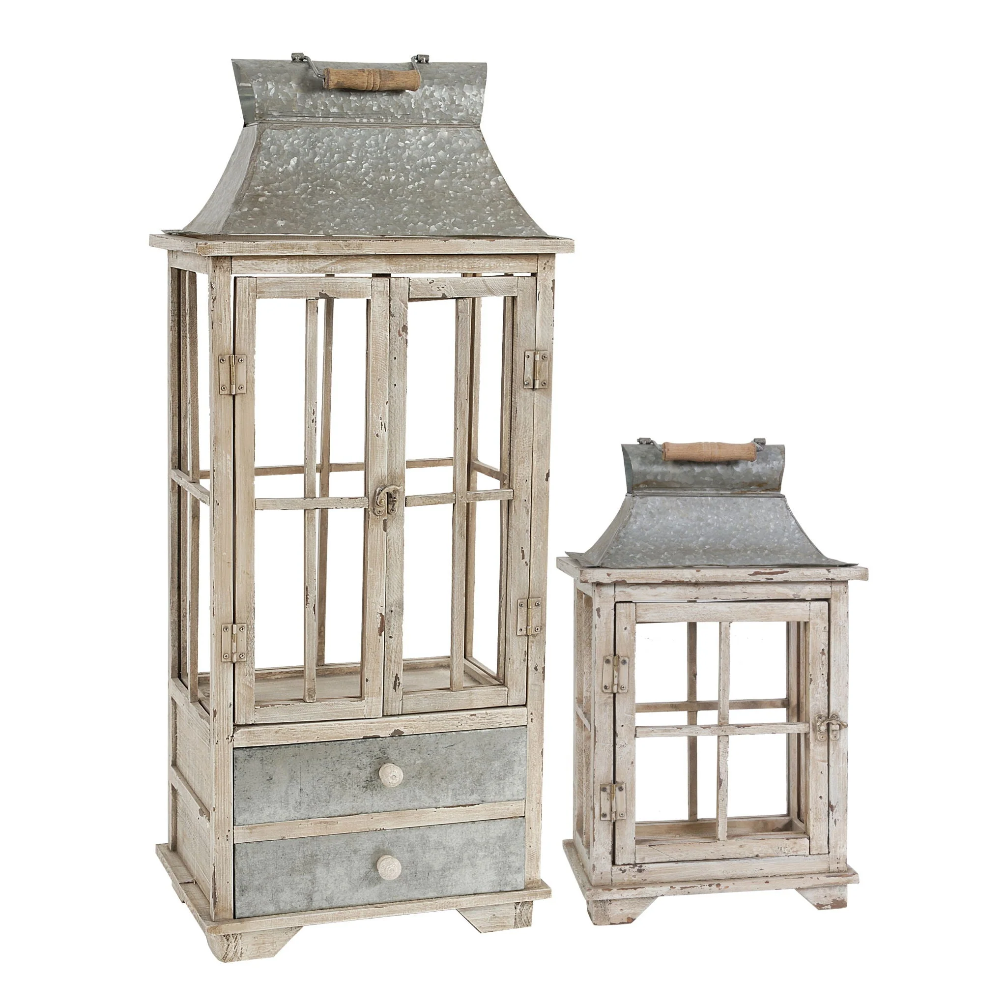 Wooden Candle Lantern Decorative Hurricane Holder - Ivory - Image 4