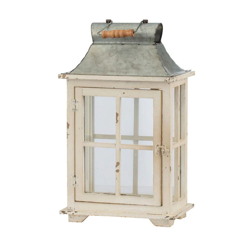 Wooden Candle Lantern Decorative Hurricane Holder - Ivory - Image 7