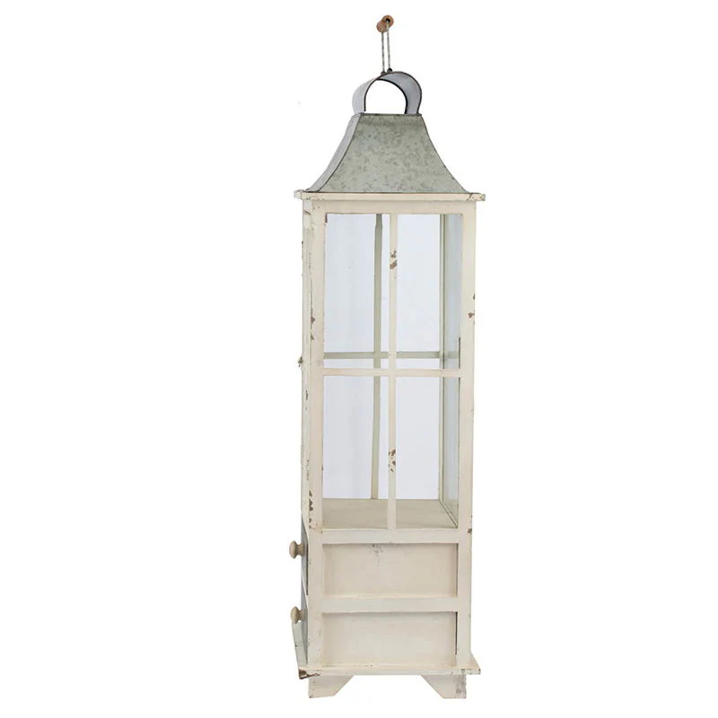 Wooden Candle Lantern Decorative Hurricane Holder - Ivory - Image 9