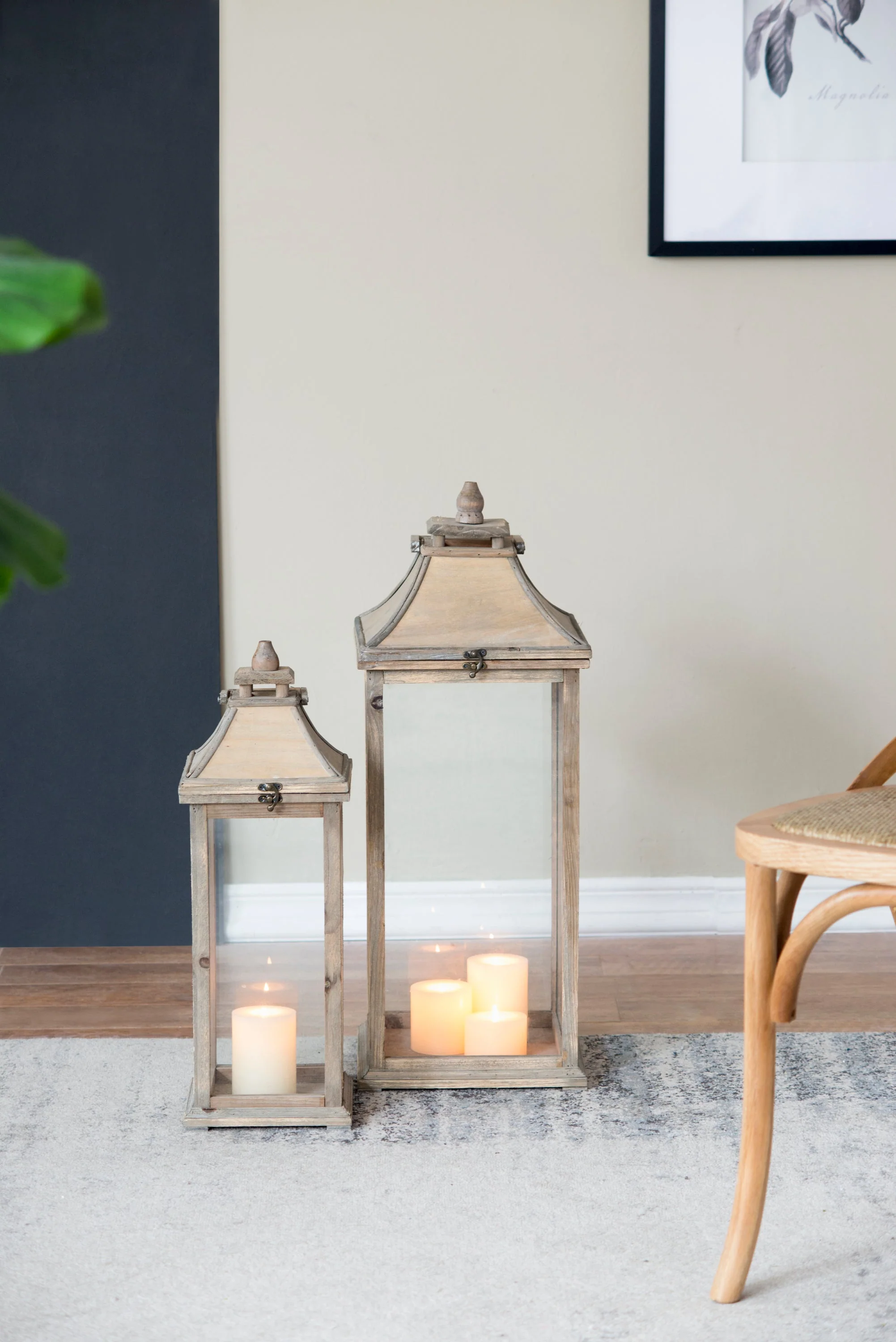 Wooden Candle Lantern Decorative, Hurricane Lantern Holder - Image 9