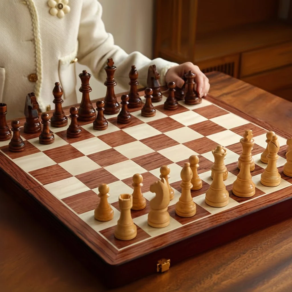 Wooden Chess Set 40cm Tournament Board Strategy Game with Extra Queens - Image 6