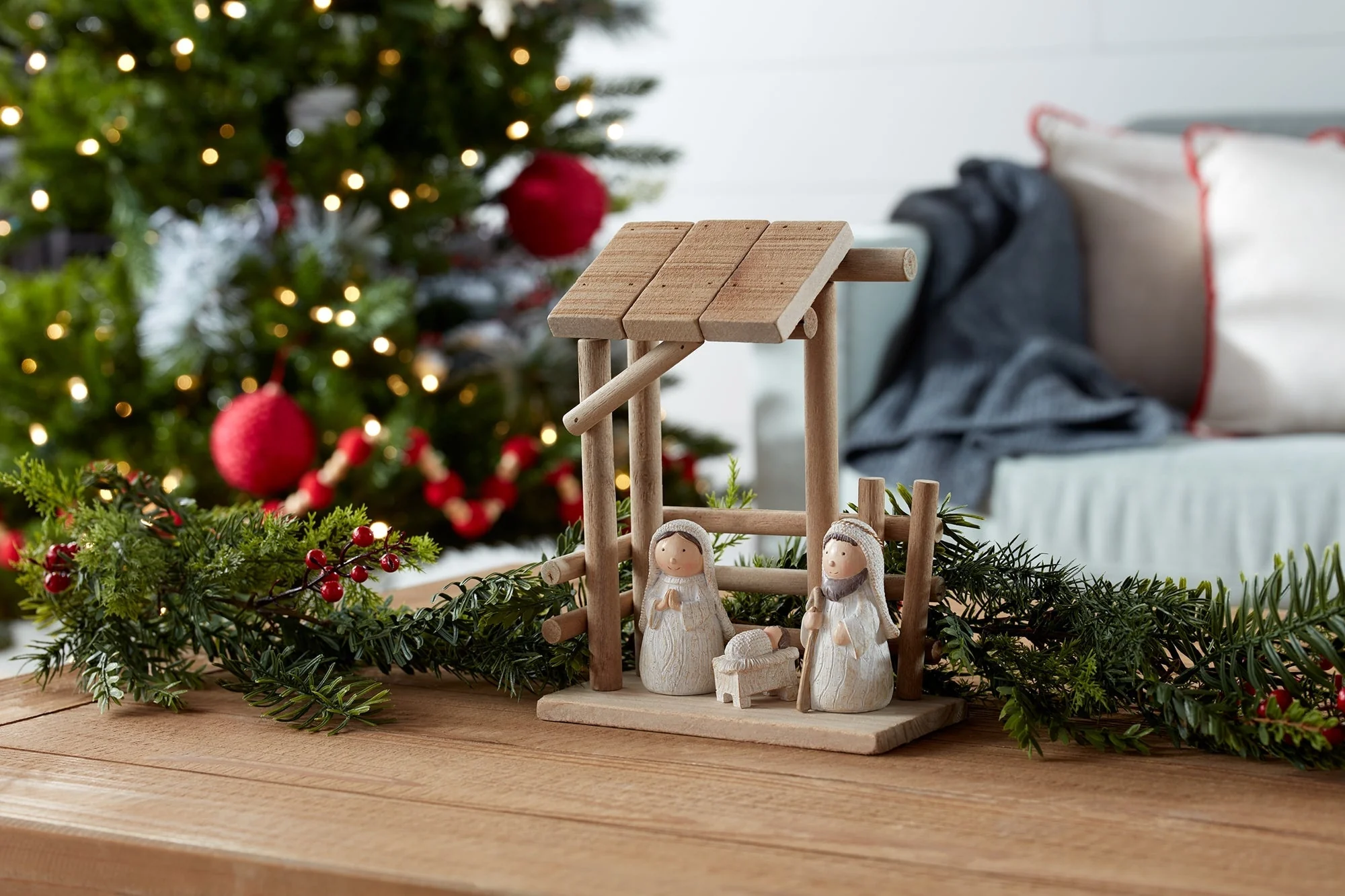 Wooden Creche Nativity Scene 9"H - Image 2