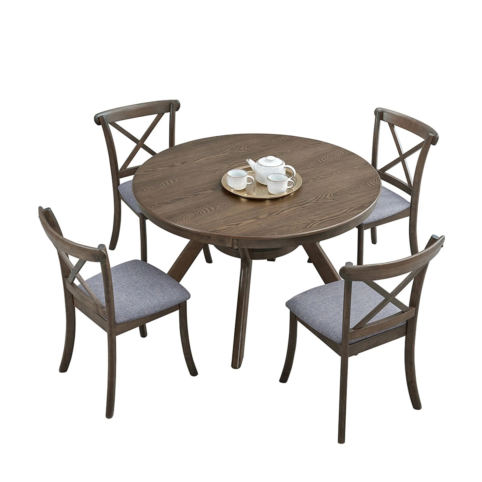 Wooden Dining Set Mid Century Modern Table and 4 Dining Chairs - Image 2