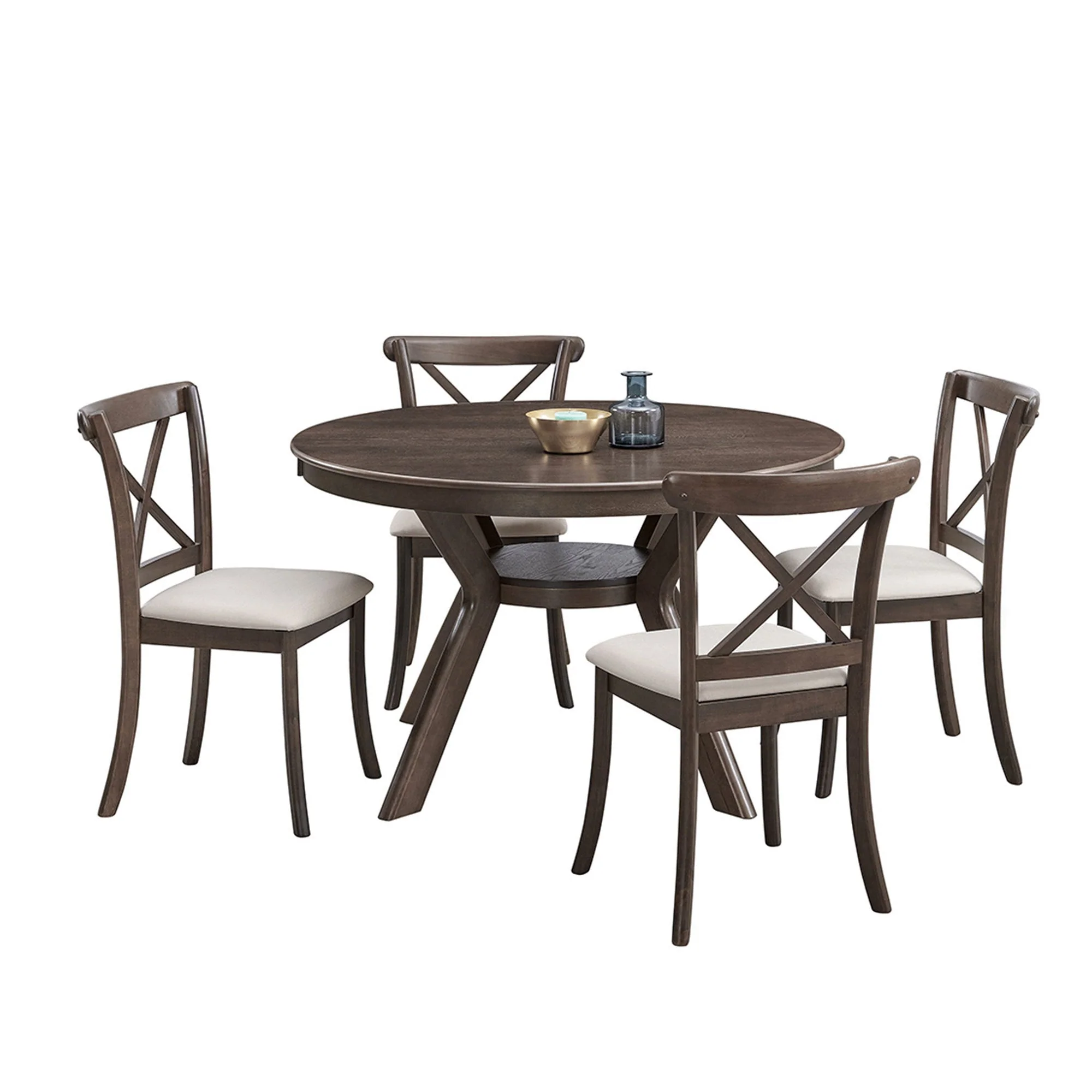 Wooden Dining Table Set (1 Table with 4 Chairs) Brown - Image 3