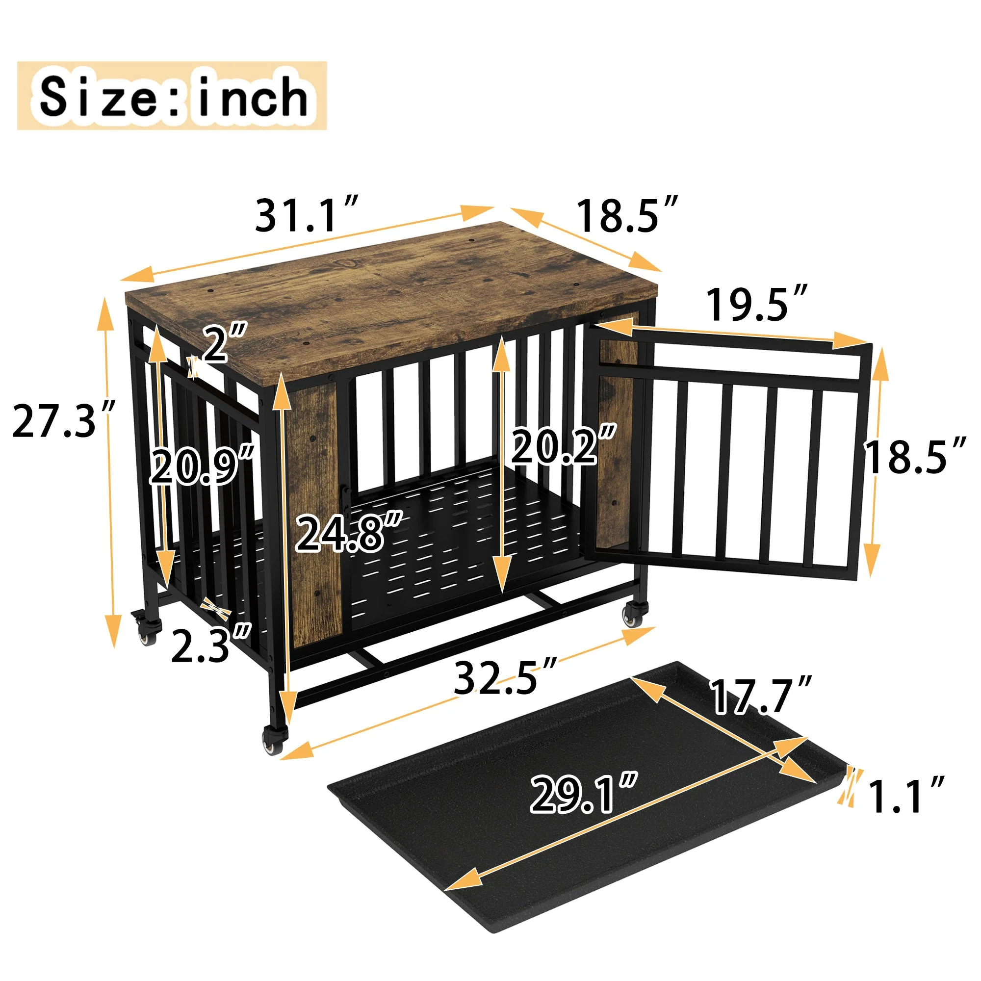 Wooden Dog House Dining Table with Iron Door - Image 3