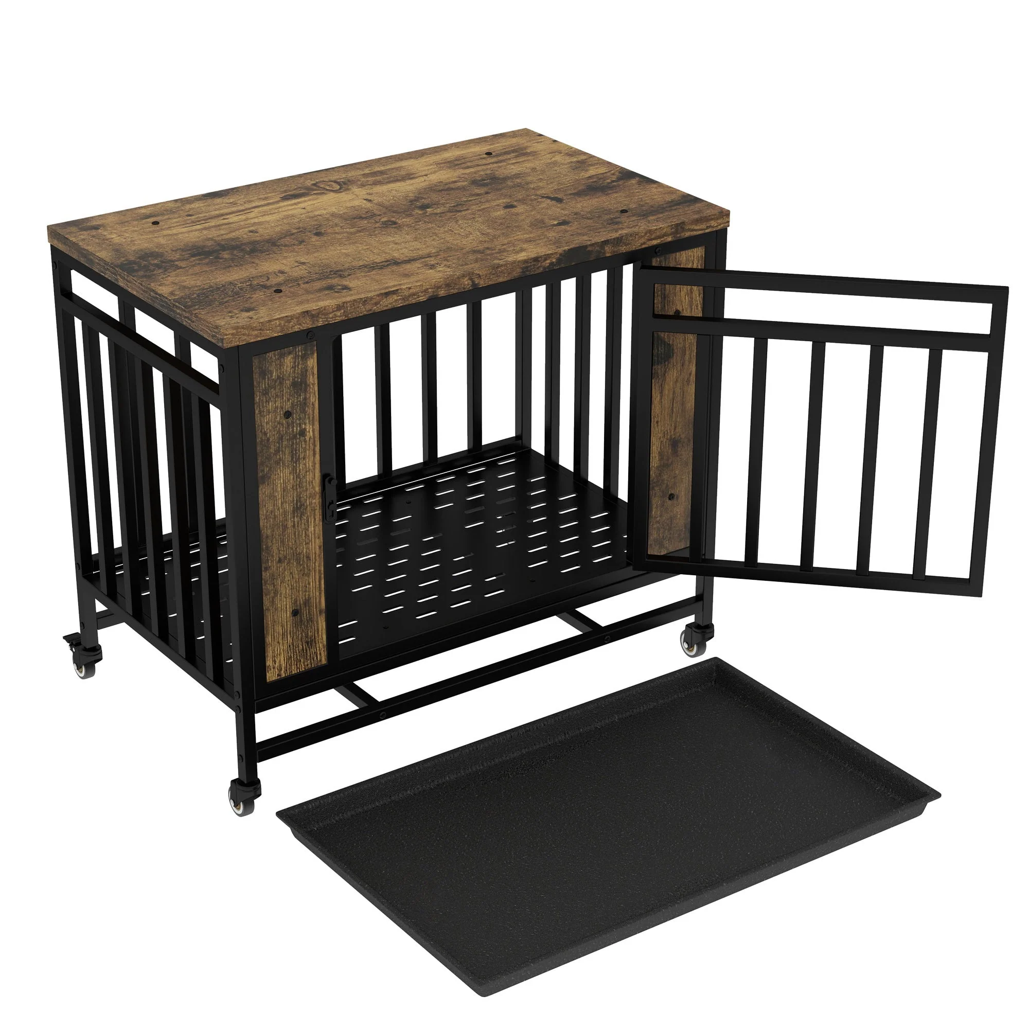 Wooden Dog House Dining Table with Iron Door - Image 4