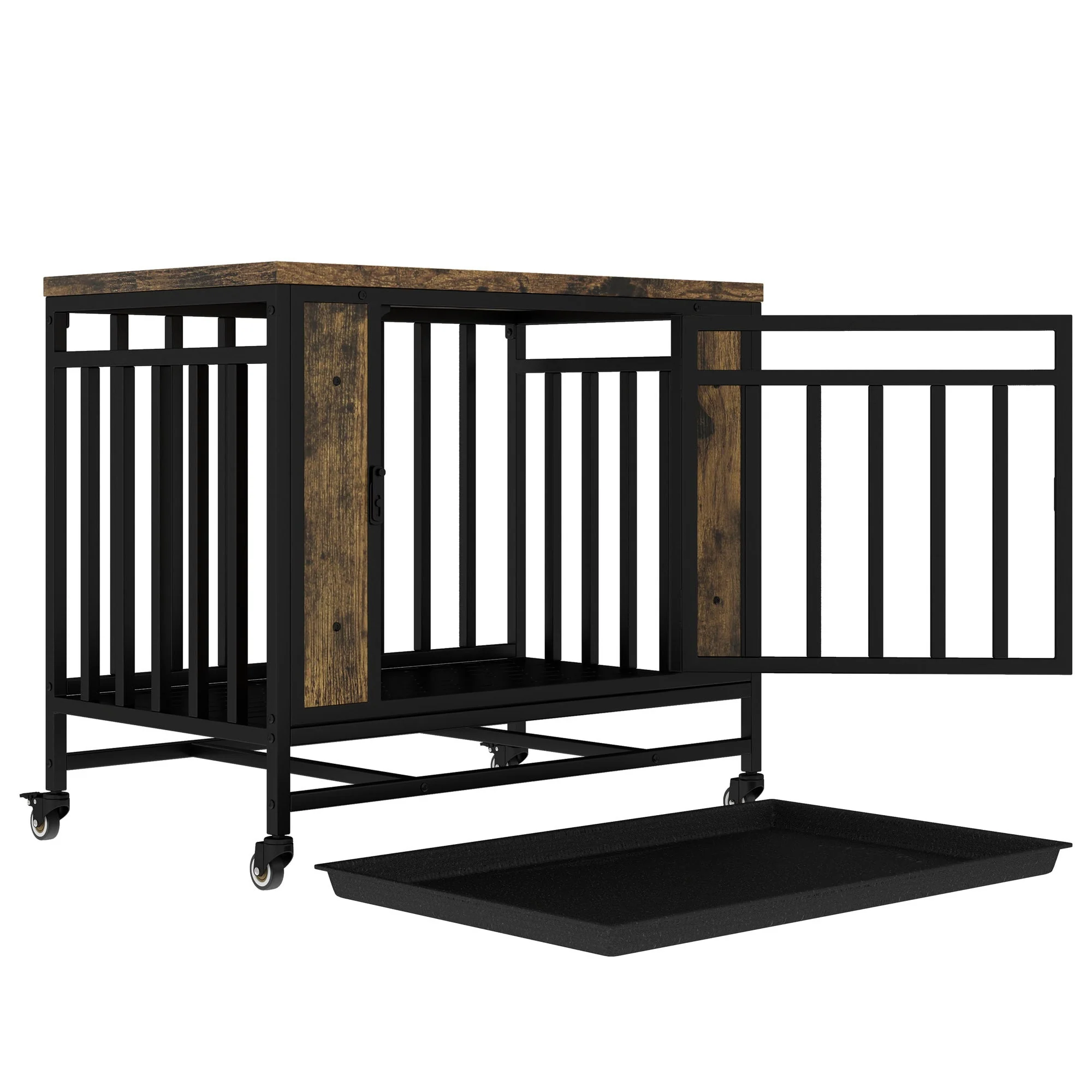 Wooden Dog House Dining Table with Iron Door - Image 7