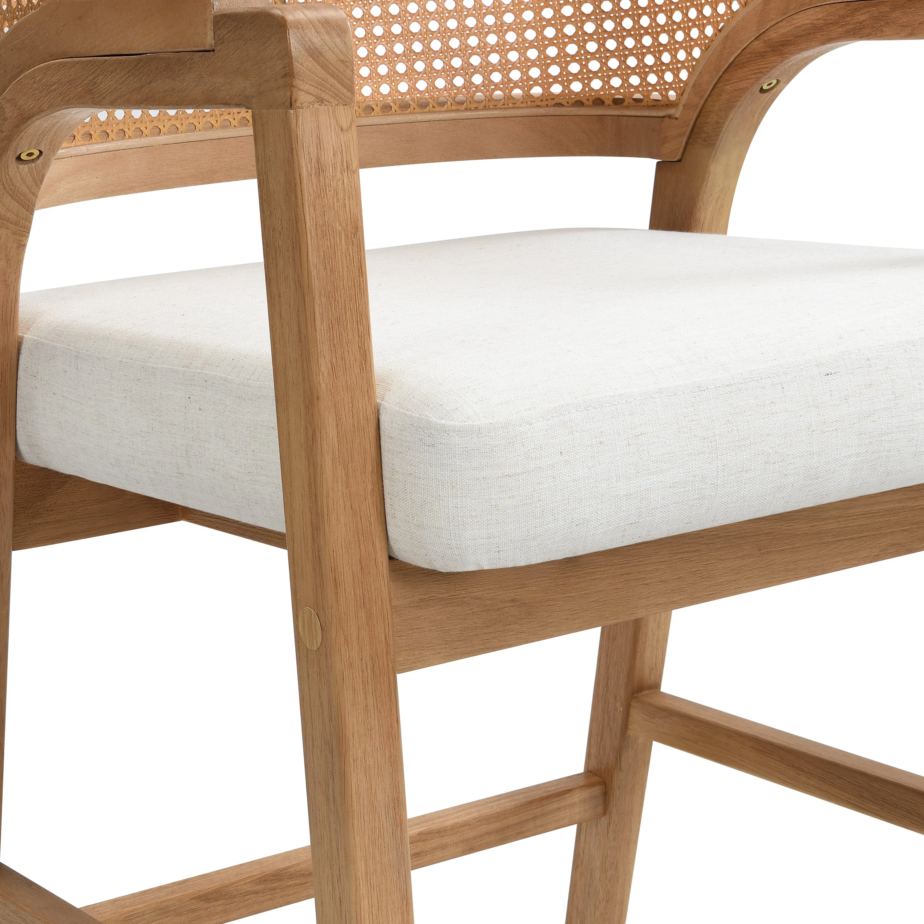 Wooden Frame Counter Stool with Rattan Back - Set of 2 - Image 14