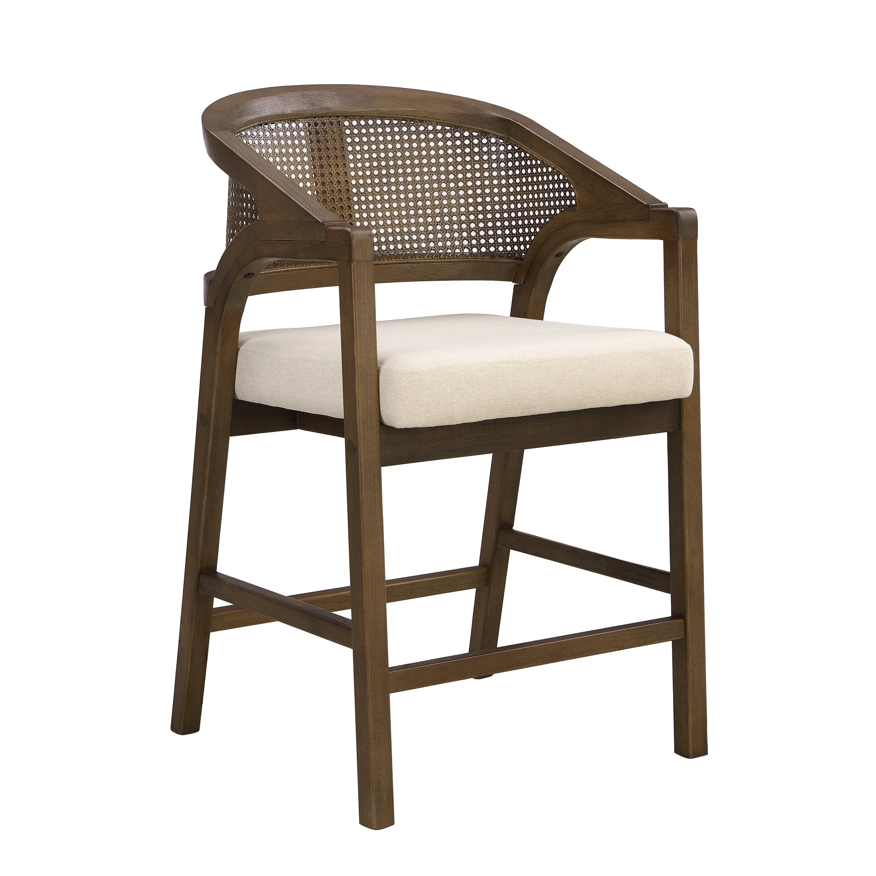 Wooden Frame Counter Stool with Rattan Back - Set of 2 - Image 21