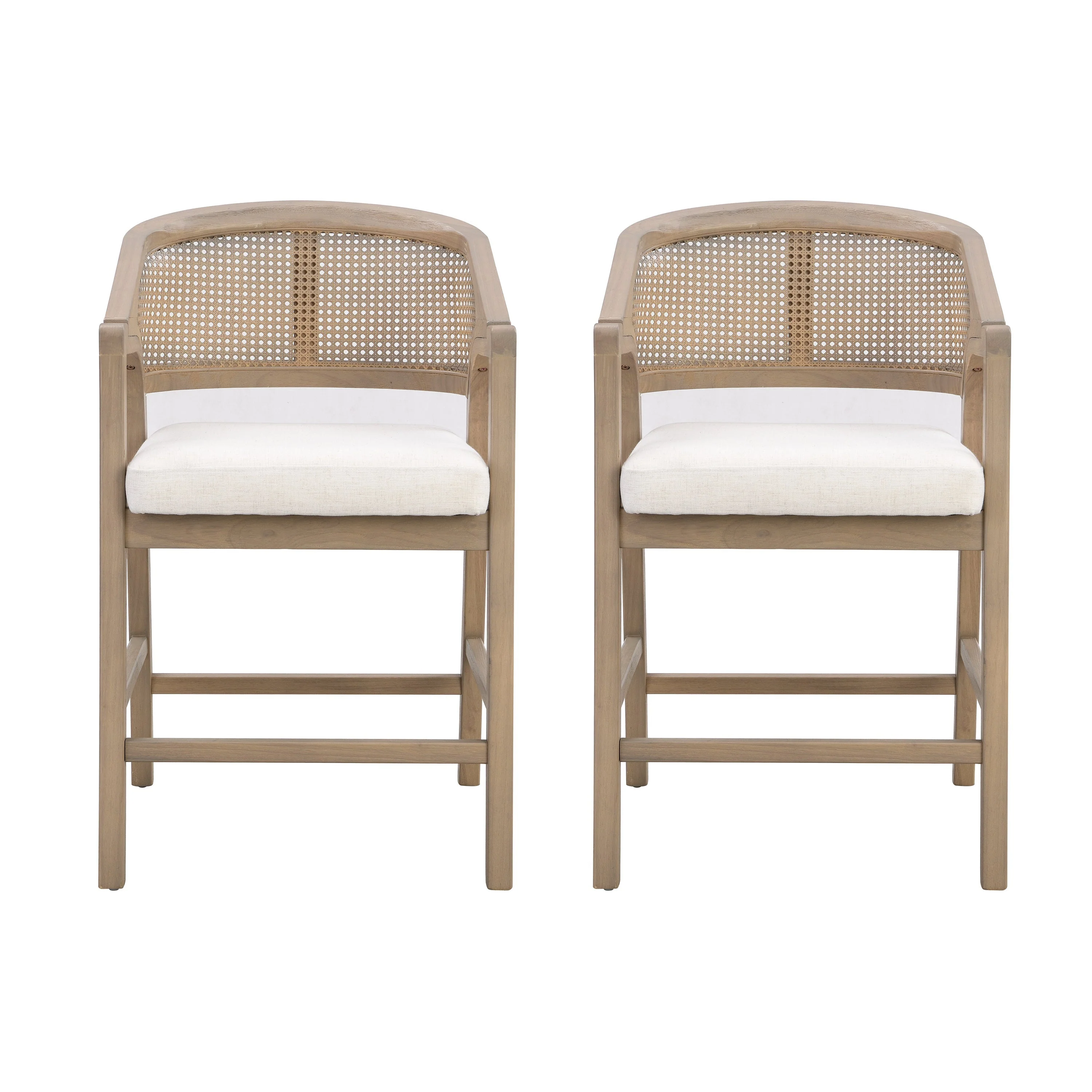 Wooden Frame Counter Stool with Rattan Back - Set of 2 - Image 23