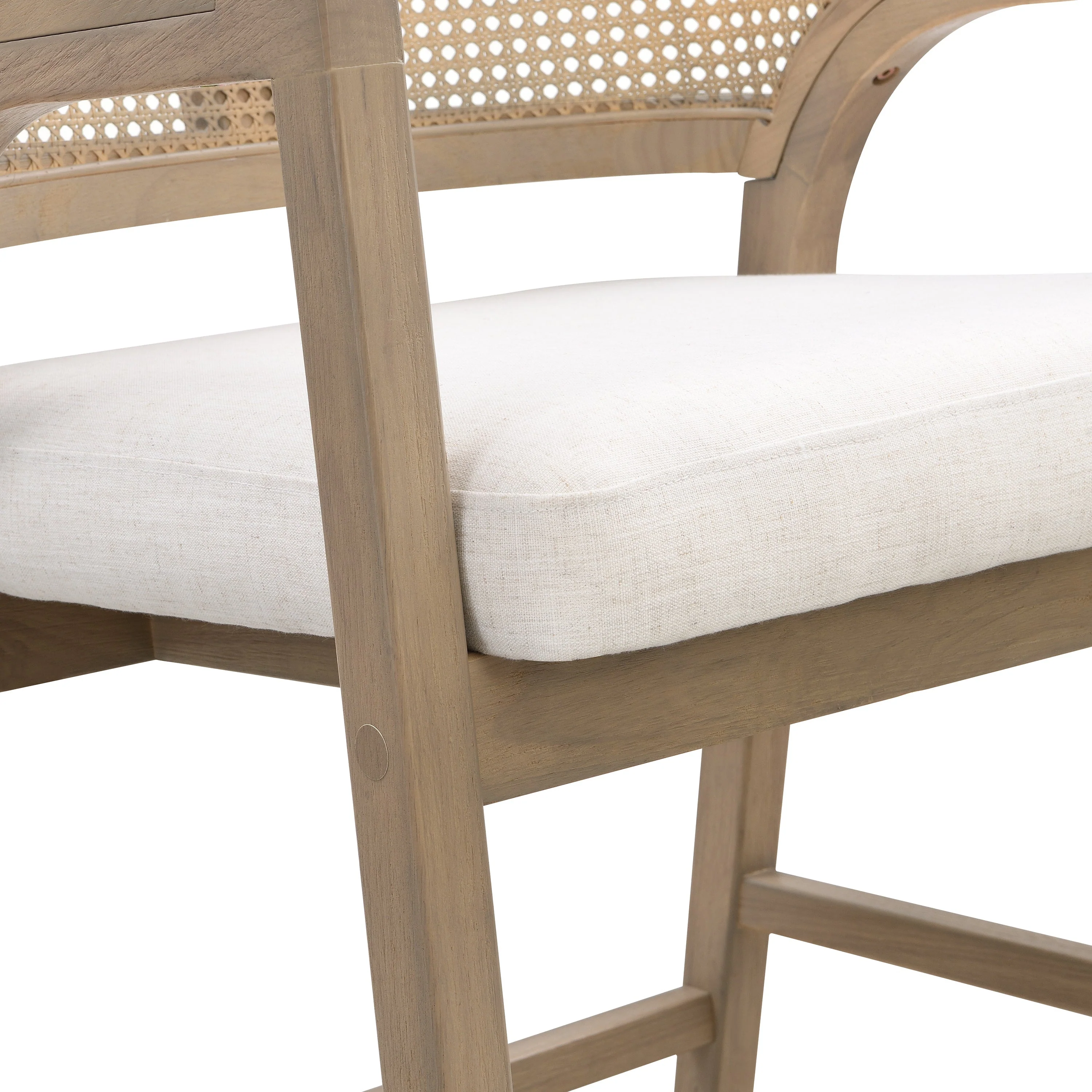 Wooden Frame Counter Stool with Rattan Back - Set of 2 - Image 4