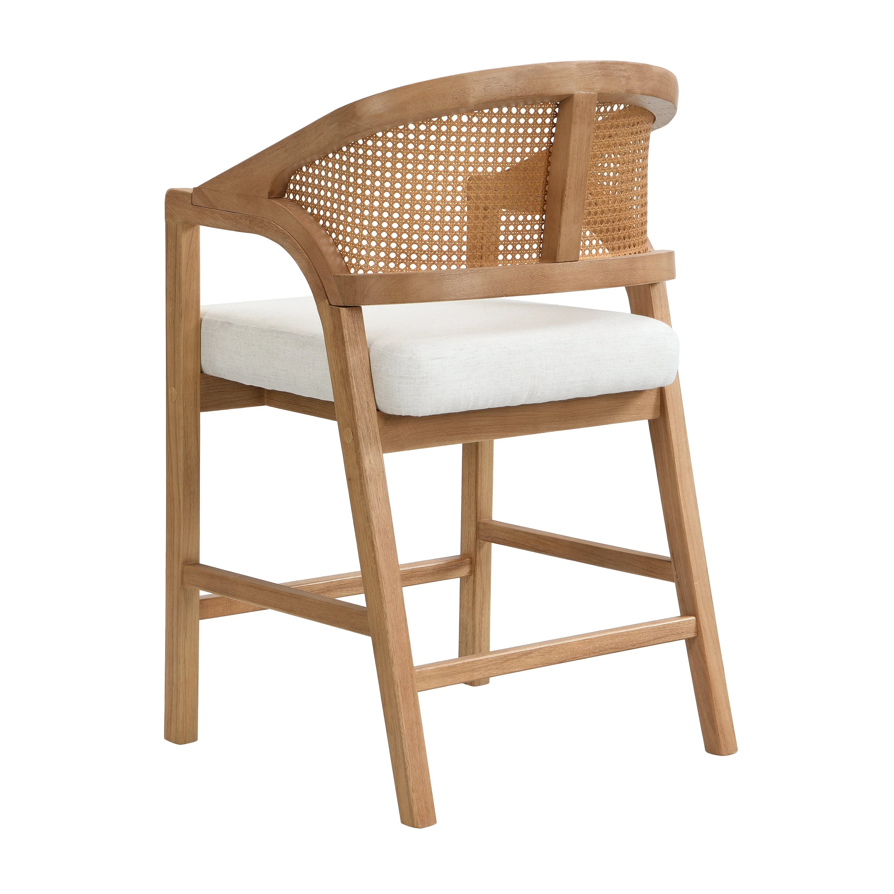 Wooden Frame Counter Stool with Rattan Back - Set of 2 - Image 7