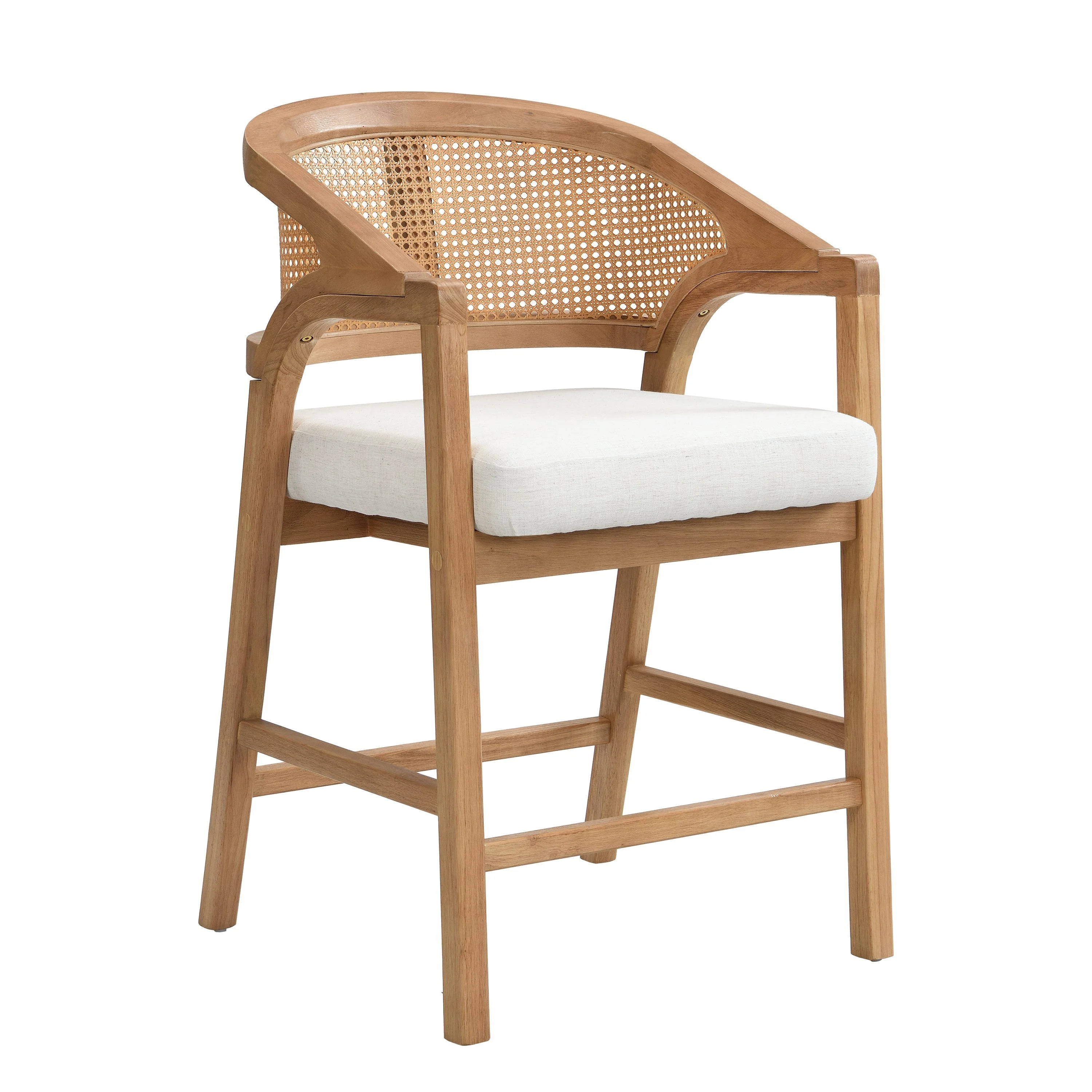 Wooden Frame Counter Stool with Rattan Back - Set of 2 - Image 9