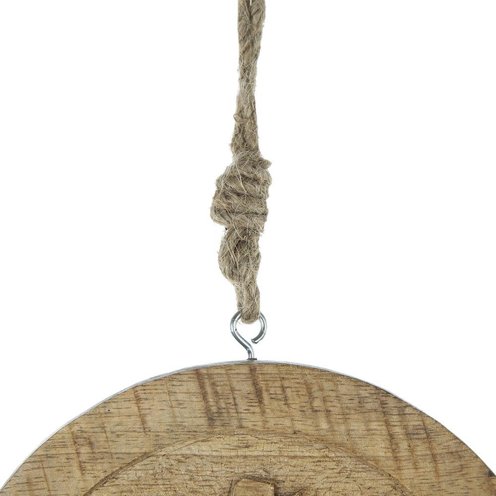 Wooden Hanging Circle With Snowflake Cut Christmas Ornaments (Set of 12) - Image 4