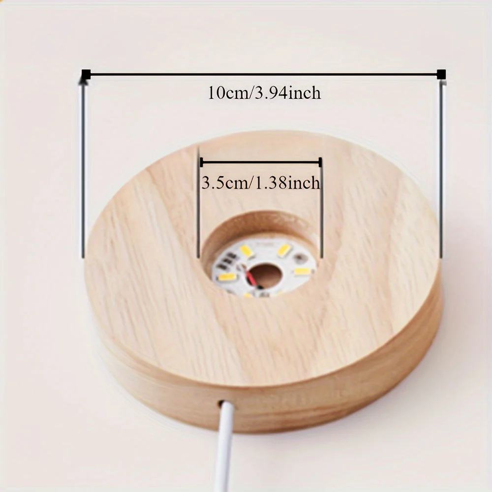Wooden LED Light Base USB Powered | 6-LED Display Stand for Acrylic, Crystal - Image 2