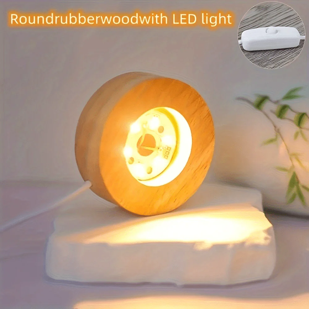 Wooden LED Light Base USB Powered | 6-LED Display Stand for Acrylic, Crystal - Image 3